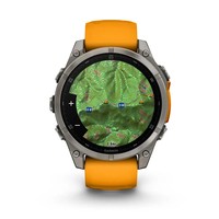 Фото Смарт-годинник Garmin Fenix 8 Amoled 47 мм Sapphire Titanium with a spark Orange and Graphite Silicone Band 010-02904-11
