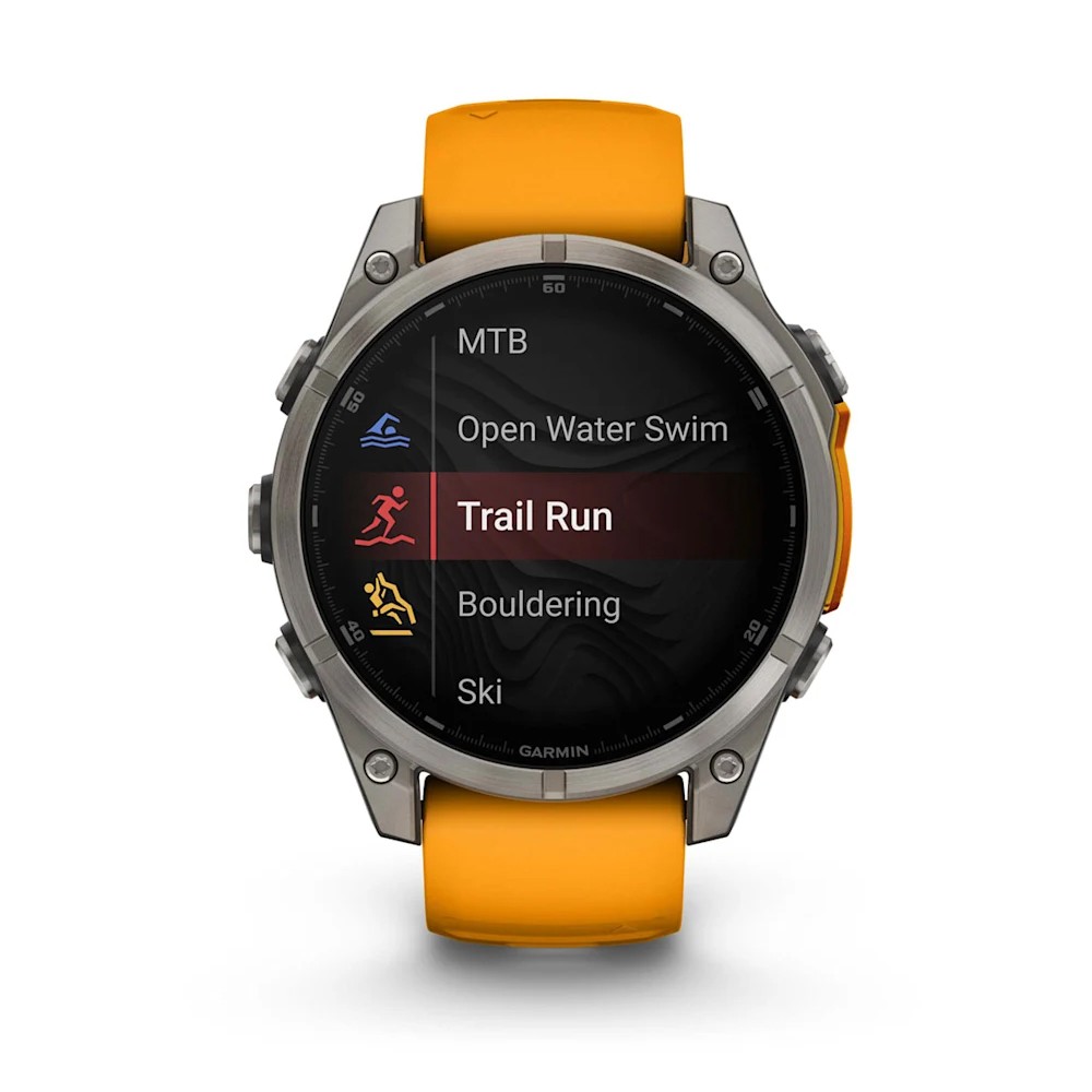 Смарт-годинник Garmin Fenix 8 Amoled 47 мм Sapphire Titanium with a spark Orange and Graphite Silicone Band 010-02904-11