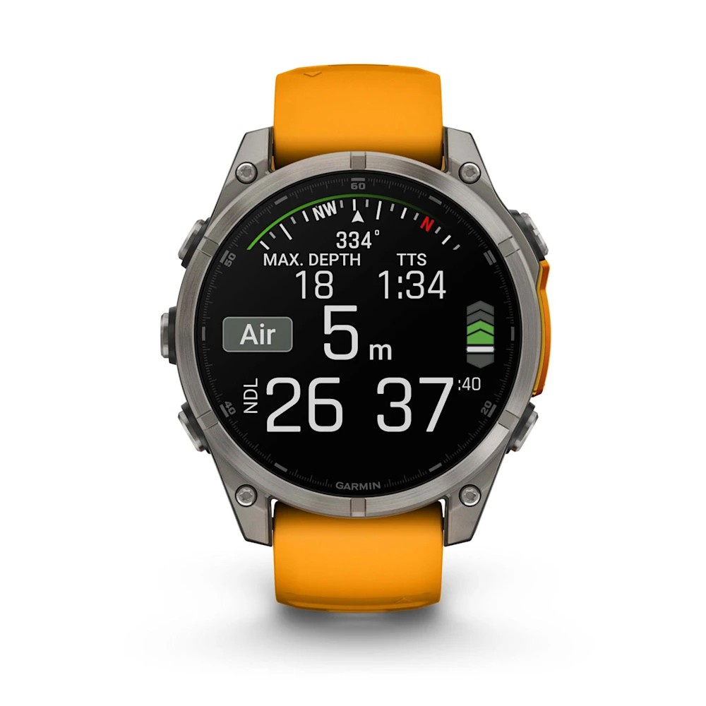 Смарт-годинник Garmin Fenix 8 Amoled 47 мм Sapphire Titanium with a spark Orange and Graphite Silicone Band 010-02904-11