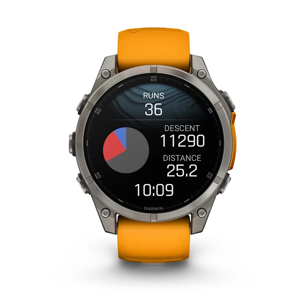 Смарт-годинник Garmin Fenix 8 Amoled 47 мм Sapphire Titanium with a spark Orange and Graphite Silicone Band 010-02904-11