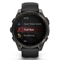 Фото Смарт-годинник Garmin Fenix 8 Amoled 47 мм Sapphire Carbon Grey DLC Titanium with Black/Pebble Grey Silicone Band 010-02904-21