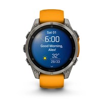 Смарт-годинник Garmin Fenix 8 Amoled 47 мм Sapphire Titanium with a spark Orange and Graphite Silicone Band 010-02904-11