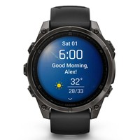 Смарт-годинник Garmin Fenix 8 Amoled 47 мм Sapphire Carbon Grey DLC Titanium with Black/Pebble Grey Silicone Band 010-02904-21