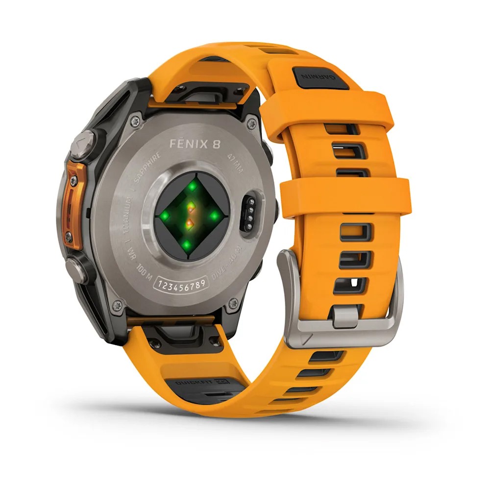 Смарт-годинник Garmin Fenix 8 Amoled 47 мм Sapphire Titanium with a spark Orange and Graphite Silicone Band 010-02904-11