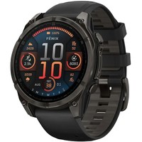 Фото Смарт-годинник Garmin Fenix 8 Amoled 47 мм Sapphire Carbon Grey DLC Titanium with Black/Pebble Grey Silicone Band 010-02904-21
