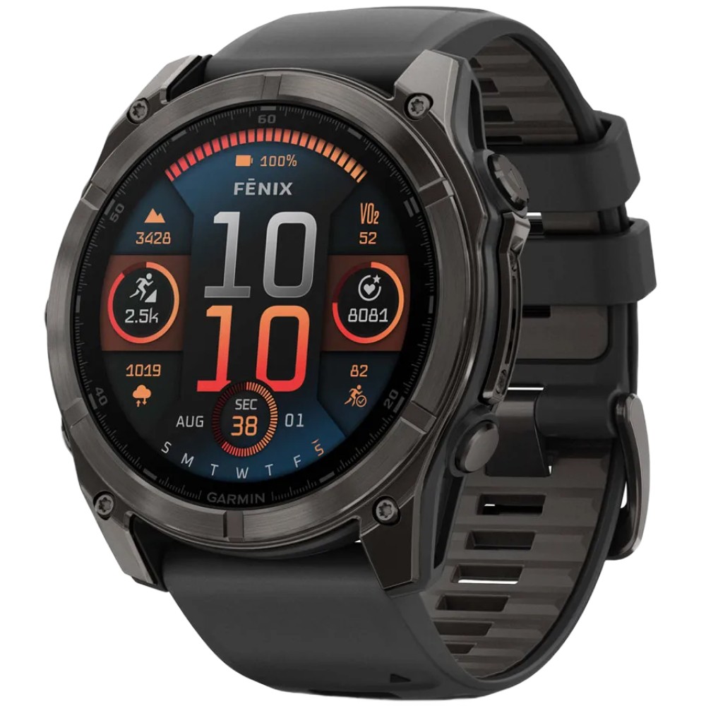 Смарт-годинник Garmin Fenix 8 Amoled 51 мм Sapphire Carbon Grey DLC with Black and Pebble Grey Silicone Band 010-02905-21