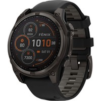 Фото Смарт-годинник Garmin Fenix 8 Solar 47 мм Sapphire Carbon Grey DLC titanium with Black and Pebble Grey Silicone Band 010-02906-11