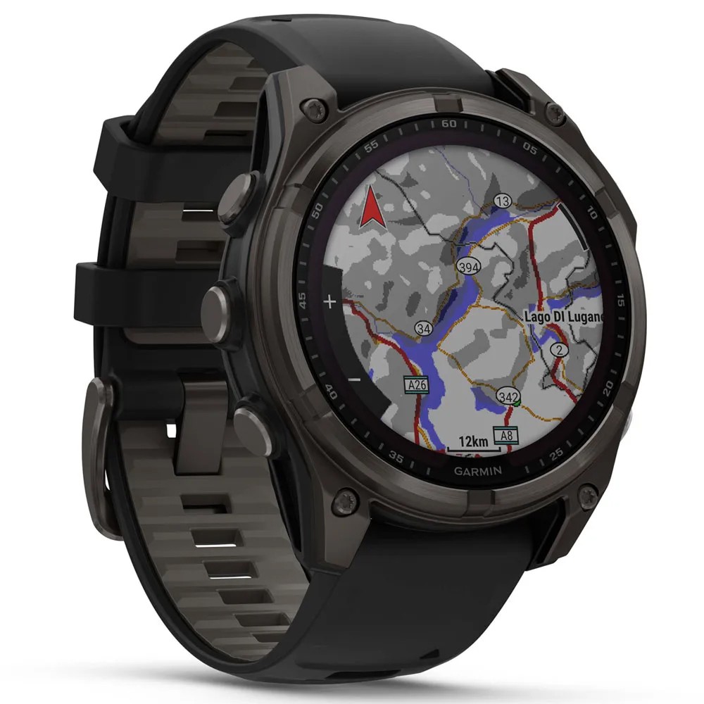 Смарт-годинник Garmin Fenix 8 Solar 47 мм Sapphire Carbon Grey DLC titanium with Black and Pebble Grey Silicone Band 010-02906-11