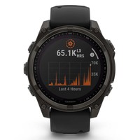 Смарт-годинник Garmin Fenix 8 Solar 47 мм Sapphire Carbon Grey DLC titanium with Black and Pebble Grey Silicone Band 010-02906-11