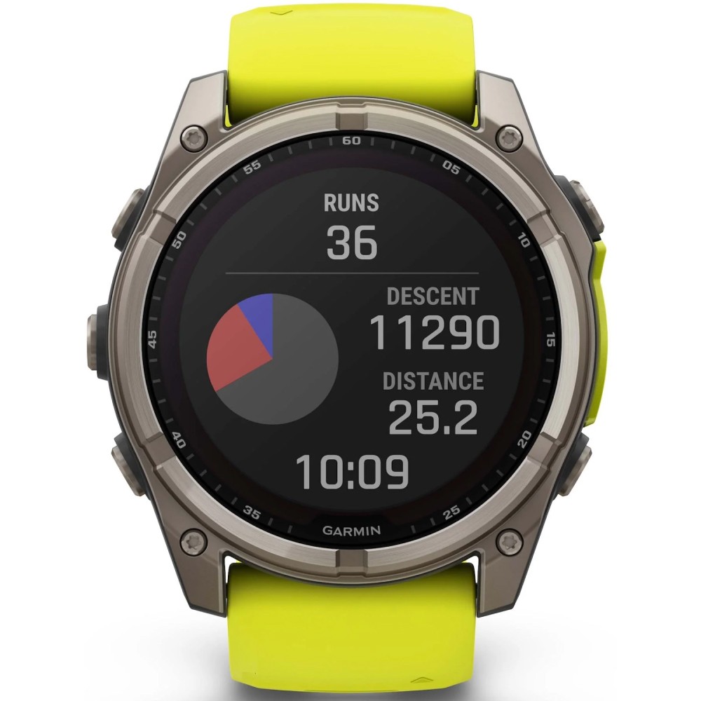 Смарт-годинник Garmin Fenix 8 Solar 51 мм Sapphire Titanium With An Amp Yellow and Graphite Silicone Band 010-02907-21
