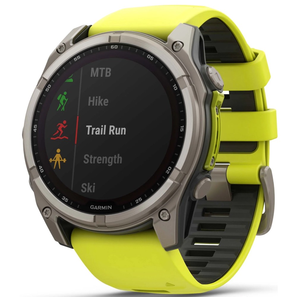 Смарт-годинник Garmin Fenix 8 Solar 51 мм Sapphire Titanium With An Amp Yellow and Graphite Silicone Band 010-02907-21