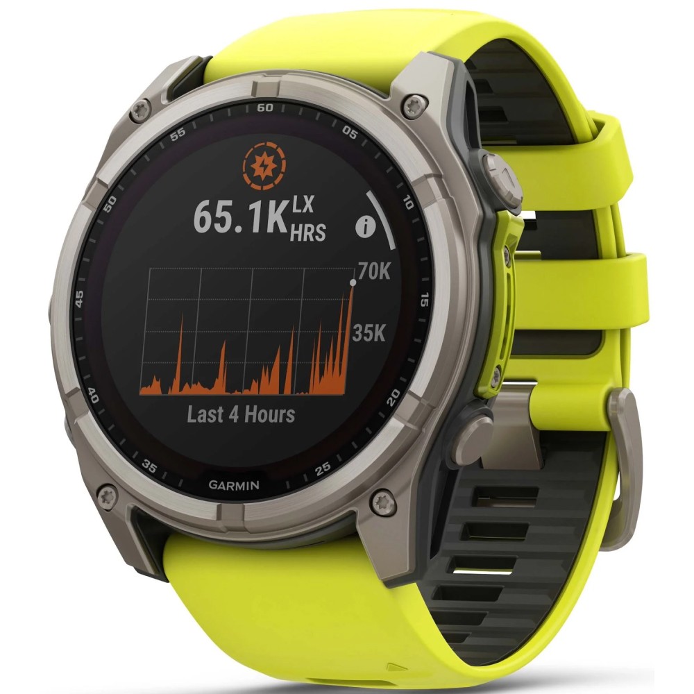 Смарт-годинник Garmin Fenix 8 Solar 51 мм Sapphire Titanium With An Amp Yellow and Graphite Silicone Band 010-02907-21