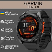 Фото Смарт-годинник Garmin Fenix 8 Amoled 51 мм Slate Grey with Black Silicone Band 010-02905-00