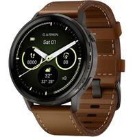 Фото Смарт-годинник Garmin Venu 4 45 mm Slate with Black Silicone Band and Brown Leather Band 010-03014-03