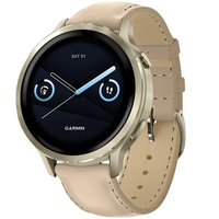 Фото Смарт-годинник Garmin Venu 4 41 mm Lunar Gold with Bone Silicone Band and Light Sand Leather Band 010-03013-03